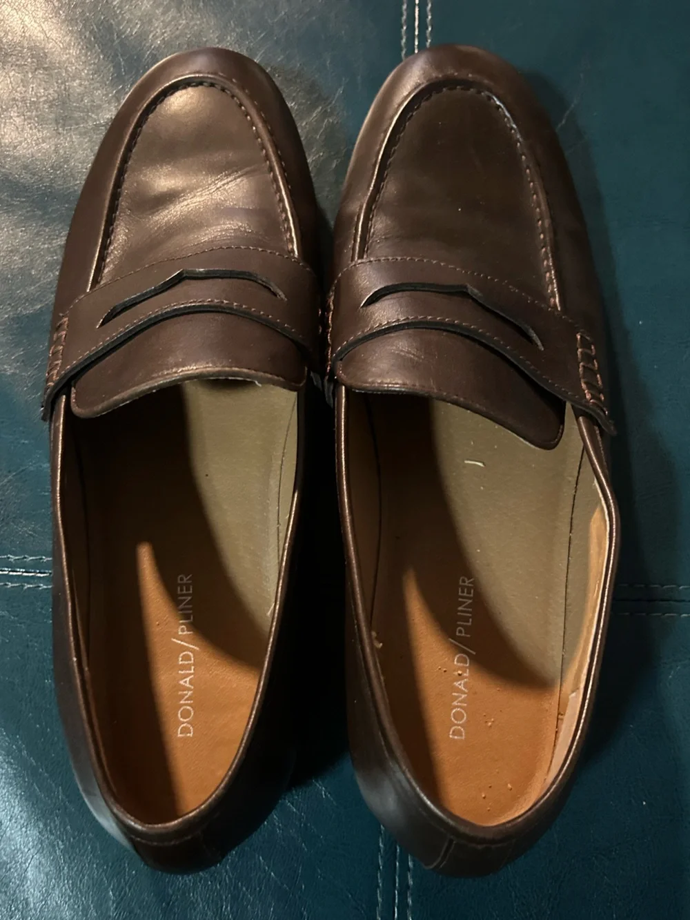 Donald J. Pliner Men's Dark Brown Leather Penny Loafers